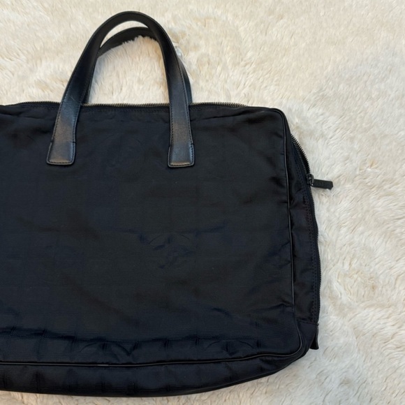 Chanel Logo Black Nylon & Leather Travel Ligne Document or Laptop Bag - Picture 6 of 10